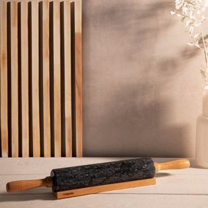Sucitor Marble, Homla, 45 cm, marmura/lemn, negru/natur imagine
