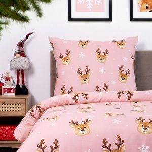 Lenjerie de pat pentru o persoana Iremi, Homla, 2 piese, 140x200 cm, microfibra din poliester, roz imagine