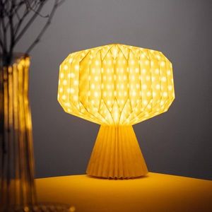 Lampa de masa forma geometrica Galla, Homla, 27x38 cm, hartie, ecru imagine
