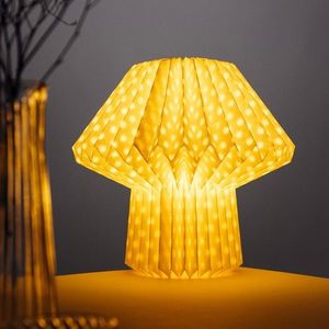 Lampa de masa forma ciuperca Galla, Homla, 27x38 cm, hartie, ecru imagine