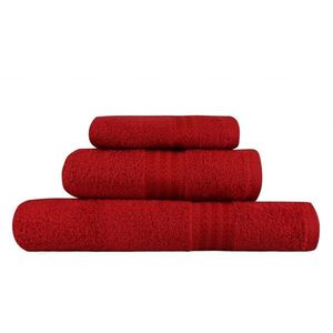 Set 3 prosoape de baie Simplicity, Hobby, 30 x 50 cm/50 x 90 cm/70 x 100 cm, 100% bumbac, rosu imagine