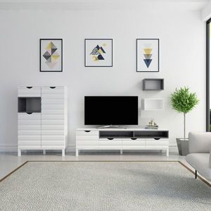 Comoda TV, Zena Home, Adel, PAL, Alb / Antracit imagine
