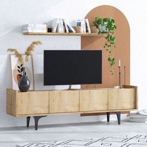 Comoda TV, Emerald, Cursa, 150x57x40 cm, PAL, Maro imagine