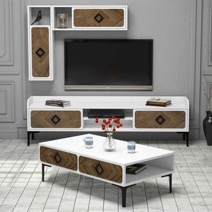 Set mobilier living, Hommy Craft, Samba, PAL, Alb/Maro imagine