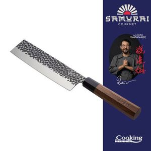 Cutit Nakiri, Samurai Gourmet by Rikito Watanabe si Cooking by Heinner, 18 cm, inox/lemn, maro imagine