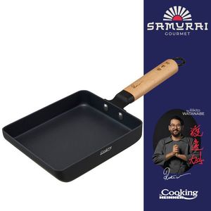 Tigaie Jade, Samurai Gourmet by Rikito Watanabe si Cooking by Heinner, 18x15x3.4 cm, aluminiu, negru/natur imagine