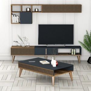 Set mobilier living, Hommy Craft, Milan Set 483, PAL, Nuc / Antracit imagine
