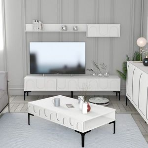 Set mobilier living, Hommy Craft, Lyon 3, PAL, Alb/Negru imagine