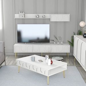 Set mobilier living, Hommy Craft, Lyon 3, PAL, Alb/Auriu imagine