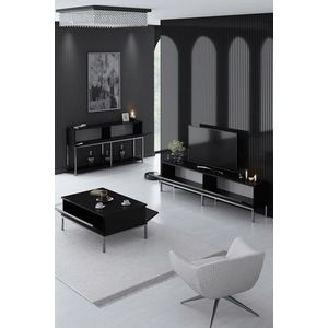 Set mobilier living, Bexley, Lord, PAL, Negru/Argintiu imagine