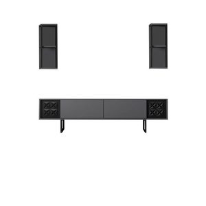 Set mobilier living, Bexley, Black Line Set, PAL, Antracit / Negru imagine