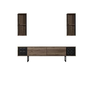 Set mobilier living, Bexley, Black Line Set, PAL, Nuc / Negru imagine