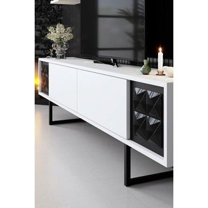 Set mobilier living, Bexley, Black Line Set, PAL, Alb/Negru imagine