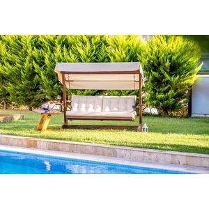 Balansoar de gradina 3 locuri, Swingo, Viva 2400, 237x100x175 cm, Cadru: 100% MID, Bej imagine