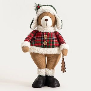 Decoratiune ursulet cu sapca Tartan, Homla, 68 cm, poliester, multicolor imagine