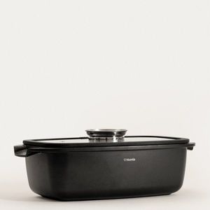 Tava cu capac Darren, Homla, 32x22x10.5 cm, 4 L, aluminiu/sticla/silicon, negru imagine