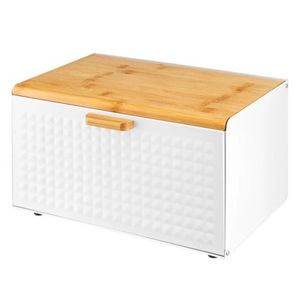 Cutie pentru paine Scandi, Ambition, 37x22.5 cm, inox/bambus, crem imagine