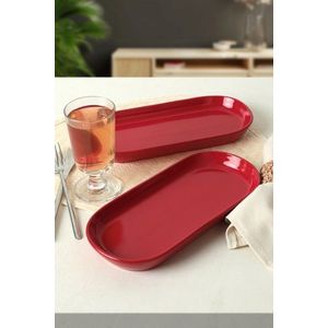 Set platouri servire, Keramika, 275KRM1886, Ceramica , Nu absoarbe apa, Rosu imagine