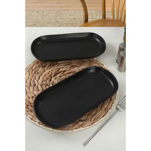 Set platouri servire, Keramika, 275KRM1420, Ceramica, Negru mat imagine