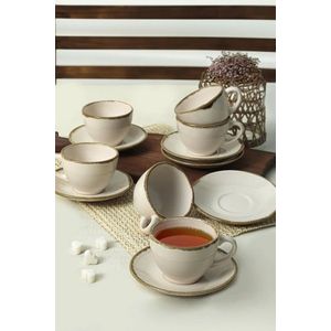 Set pentru ceai, Keramika, 275KRM2172, Ceramica , Nu absoarbe apa, Crem imagine