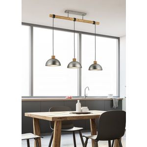 Lustra Delhi, TRIO, 107.5x25.5x215 cm, 42W, 3x E27, metal, nichel antic/natur imagine