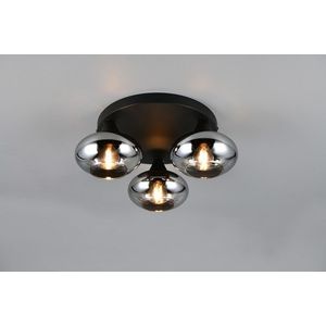 Plafoniera Divina, RL, 39x15 cm, 10W, 3x E14, sticla, negru/gri imagine