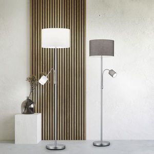 Lampadar Hotel, TRIO, 40x170 cm, 60W, 1x E27, metal/textil, alb/argintiu imagine