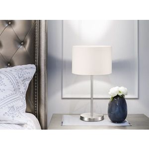 Lampa de masa Hotel, TRIO, 30x55 cm, 60W, 1x E27, metal/textil, alb/argintiu imagine