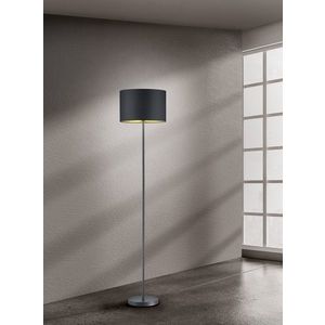 Lampadar Hostel, TRIO, 35x160.5 cm, 60W, 1x E27, metal/textil, negru mat/auriu imagine