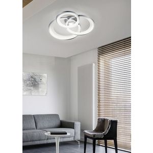 Plafoniera Granada, TRIO, 71.5x63.5x10.5 cm, 36W, 1x SMD, metal, argintiu/alb imagine