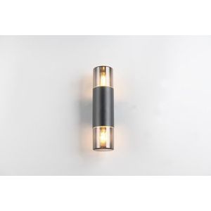 Aplica de perete pentru exterior Hoosic, TRIO, 8.5x11.8x33 cm, 28W, 2x E27, aluminiu, negru mat imagine