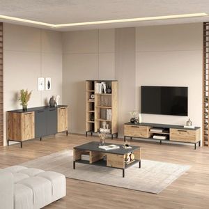 Set mobilier living, Locelso, Rl6-Aa, PAL, Pin Atlantic / Antracit imagine