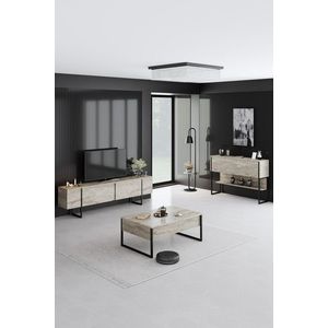 Set mobilier living, Bexley, Luxe Set, PAL, Travertin / Negru imagine