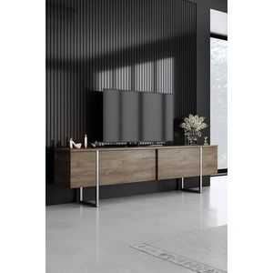 Comoda TV, Bexley, Luxe, 180x30x50 cm, PAL, Nuc / Argint imagine