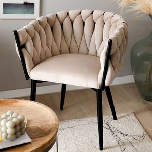 Scaun Prinssi, Homla, 64x54x73 cm, metal/catifea din poliester, bej imagine