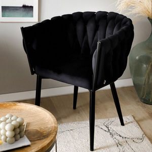 Scaun Prinssi, Homla, 64x54x73 cm, metal/catifea din poliester, negru imagine