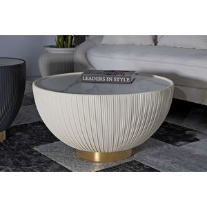 Masuta de cafea Elge, Mauro Ferretti, 71x71x38 cm, fier/ceramica, crem/auriu imagine