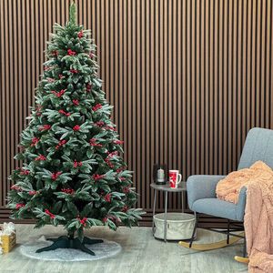 Brad artificial Sersimo, Miahelene Elite, verde nins cu merisoare, Mix 2D+3D, 220 cm imagine