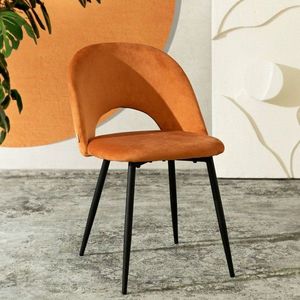 Scaun Tercio, Homla, 55x47x77 cm, metal/catifea din poliester, caramiziu imagine