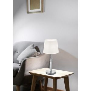 Lampa de masa Lyon, TRIO, 25.5x56 cm, 60W, 1x E27, metal, nichel mat/alb imagine