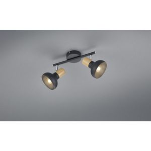 Plafoniera Latika, RL, 30x13.5x18.5 cm, 10W, 2x E14, metal, negru mat/natur imagine