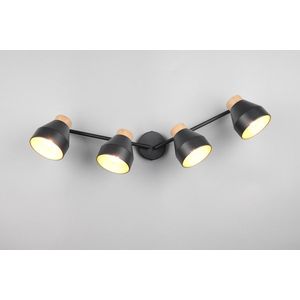 Plafoniera Valentin, RL, 71.5x15x22 cm, 10W, 4x E14, metal, negru mat/natur imagine