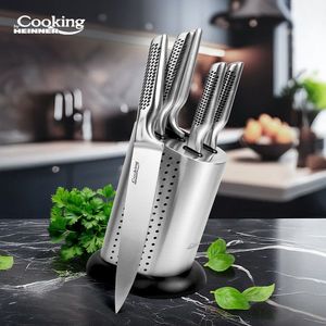 Set 5 cutite si suport Skyline, Cooking by Heinner, inox, argintiu imagine