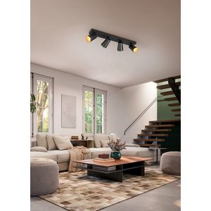 Plafoniera Sharp, TRIO, 64x8.5x16 cm, 10W, 4x GU10, metal, negru mat imagine