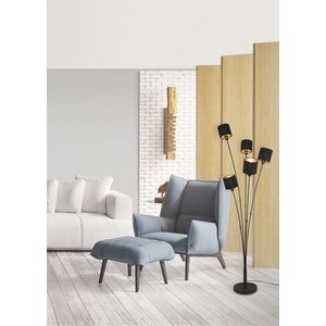 Lampadar Tommy, RL, 48x45.5x163 cm, 40W, 5x E14, metal/textil, negru mat imagine