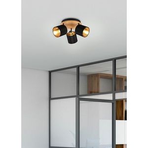 Plafoniera Tommy, RL, 25x12x22.5 cm, 28W, 3x E14, metal, negru/natur imagine