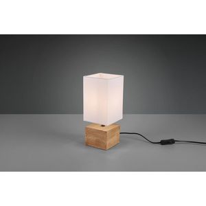 Lampa de masa Woody, RL, 12x12x30 cm, 40W, 1x E14, lemn/textil, alb/natur imagine