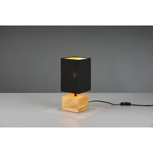 Lampa de masa Woody, RL, 12x12x30 cm, 40W, 1x E14, lemn/textil, negru/natur imagine