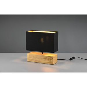 Lampa de masa Woody, RL, 30x12x30.5 cm, 60W, 1x E27, lemn/textil, negru/natur imagine