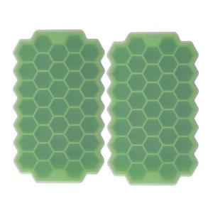 Set 2 tavi pentru cuburi de gheata, Senmase, Forma hexagon, 37 cuburi, Silicon, 20.8x12.5x2.5 cm, Verde imagine